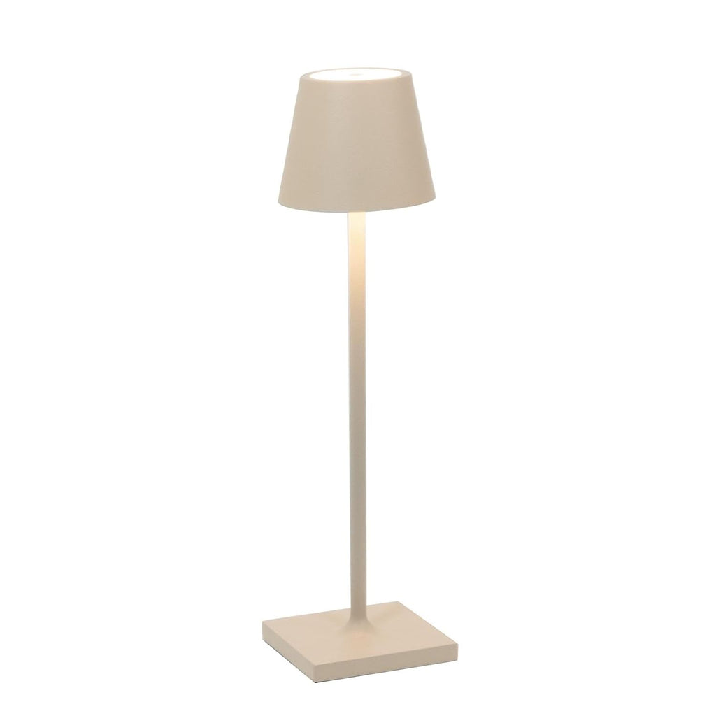 Zafferano, Poldina Micro Lamp, Rechargeable Cordless Table Lamp with Touch Controls, Suitable for Indoor and Outdoor, Dimmer, 2200-3000 K, Height 10.8 Inches, Sand Color