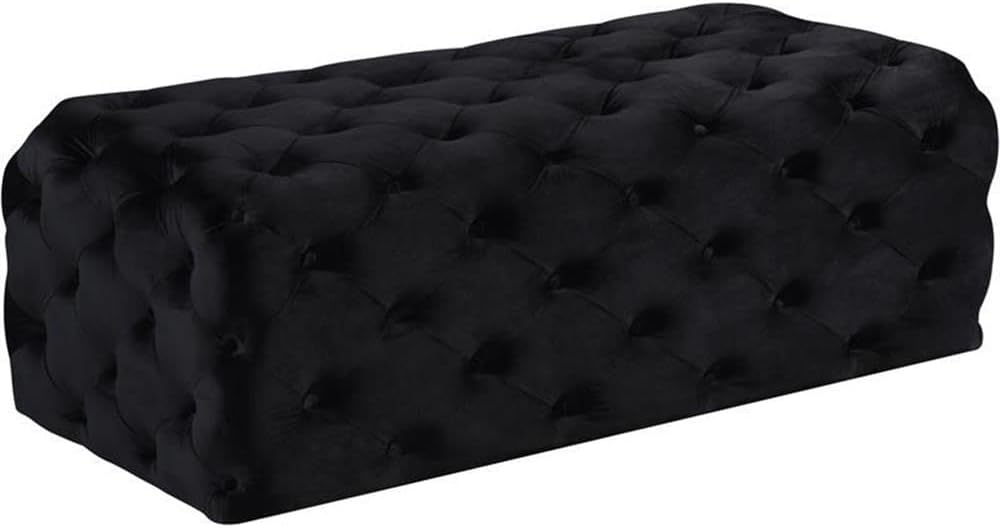 Home Square 2-Piece Set with Wing Back King Bed and Ottoman in Black