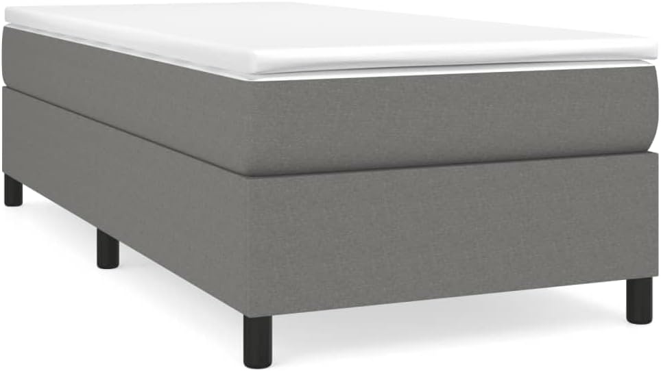 Twin Bed Frame with Platform Base Dark Gray Fabric Bedframe No Mattress Needed Sturdy Structure for Bedroom Furniture