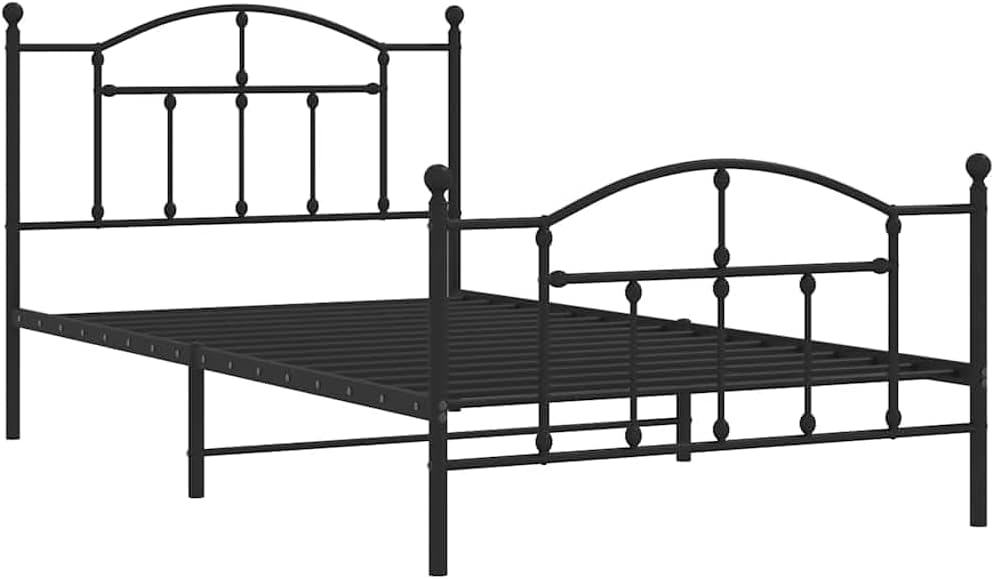 Twin XL Metal Bed Frame with Footboard Black Platform Bed Frame Heavy Duty Steel No Box Spring Needed Sturdy Bedframe for Bedroom Underbed Storage Space Saving Furniture 39.4'x78.7'