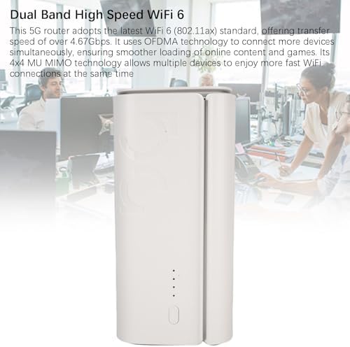5G CPE Router, 4.67Gbps High Speed Dual Band WiFi 6 Wireless Device with SIM Card, 4 x 4 MIMO, 5G Cellular Router, Dual Band SA NSA for Smart Home, Office, Indoor (US Plug)