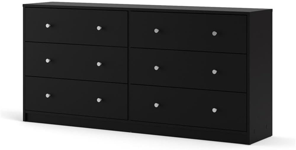 Pemberly Row 3PC Engineered Wood Dresser and Nightstands Bedroom Set in Black