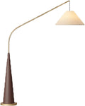 Mid Century Modern Arc Floor Lamp - Tall Standing Light with Fabric Shade for Living Room, Bedroom, Office - Stylish Arched Reading Light in Walnut Finish (Walnut)