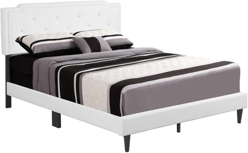 Glory Furniture Deb Faux Leather Upholstered Full Bed in White