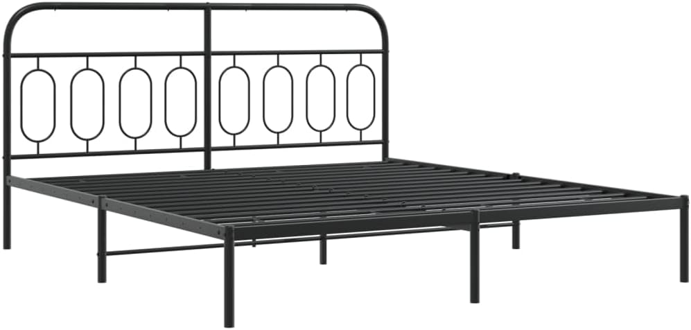 Black Steel Full Bed Frame Rectangular Modern Design with Heavy-Duty Construction and Ample Underbed Storage Space for Mattress Support and Airflow
