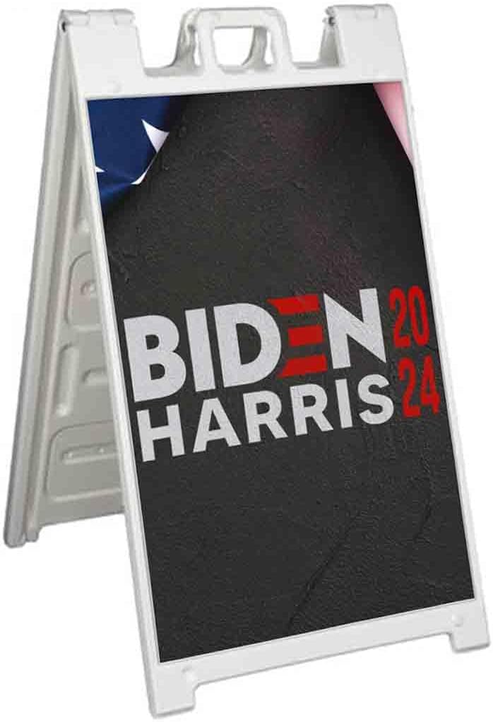Biden Harris 2024 (24' X 36') Standard A-Frame Signicade, Includes Decal Applied to Stand | Election, Political, Democrat, Vote