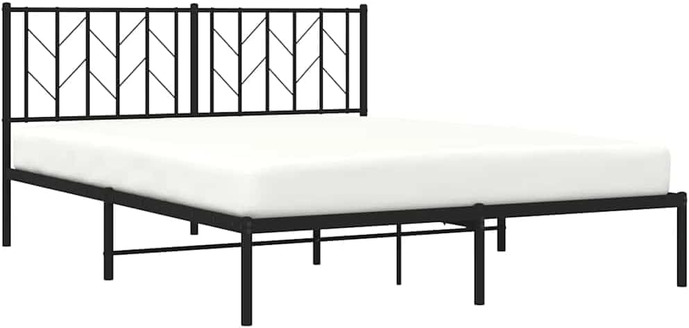 Queen Bed Frame Metal Platform Bed Frame with Headboard Black 59.1'x78.7' Sturdy Steel Construction Underbed Storage Space for Bedroom Guest Room