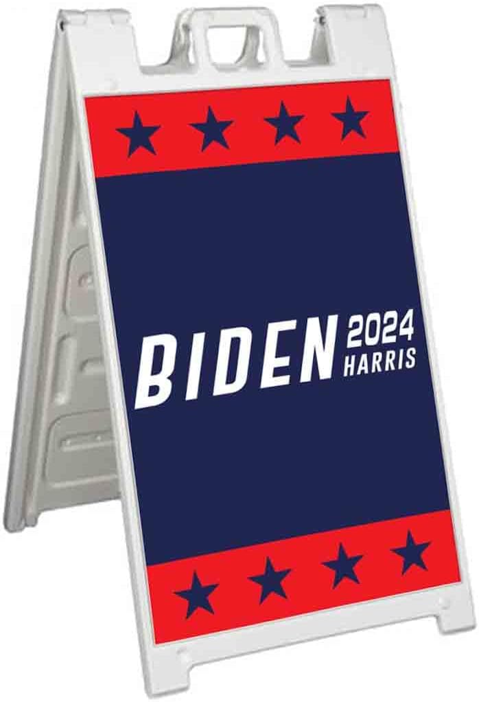 Biden Harris 2024 (24' X 36') Standard A-Frame Signicade, Includes Decal Applied to Stand | Election, Political, Democrat, Vote
