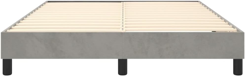 Full Size Upholstered Bed Frame Light Grey Velvet Platform with Storage, Modern Minimalist Bedframe for Bedroom Furniture