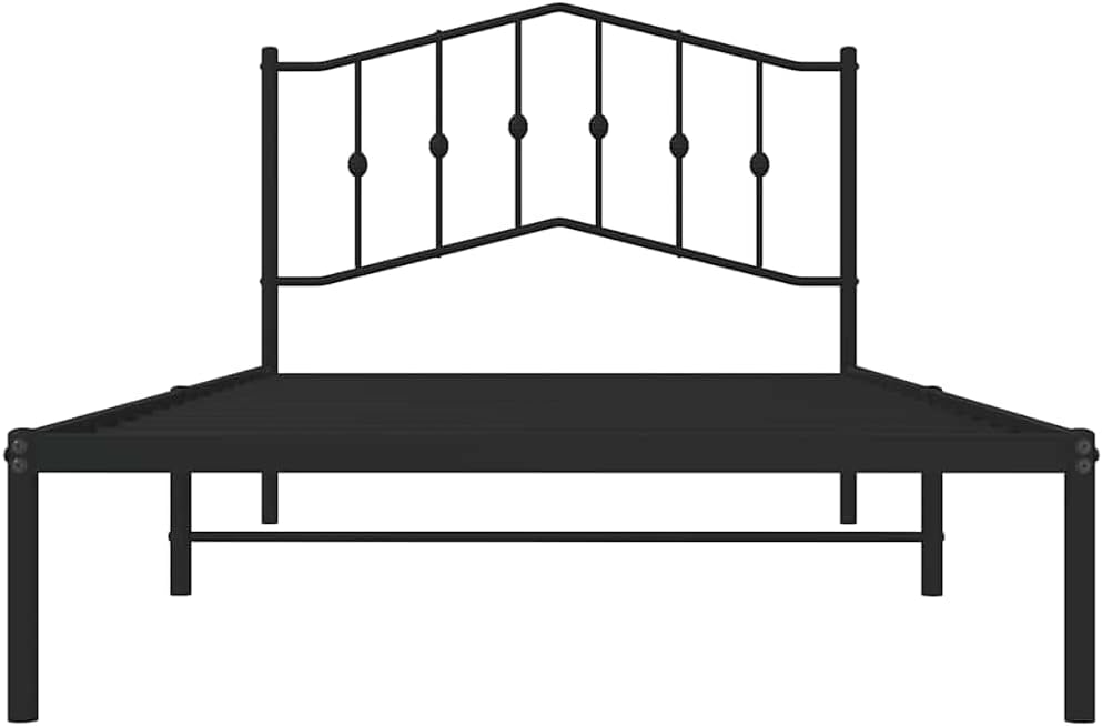 Black Steel Twin Bed Frame with Minimalist Frame Design, Modern Rectangular Structure for Bedroom, 4 Pieces Included for Enhanced Stability and Support