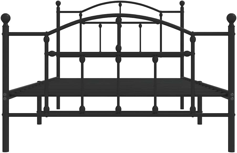 Twin XL Metal Bed Frame with Footboard Black Platform Bed Frame Heavy Duty Steel No Box Spring Needed Sturdy Bedframe for Bedroom Underbed Storage Space Saving Furniture 39.4'x78.7'