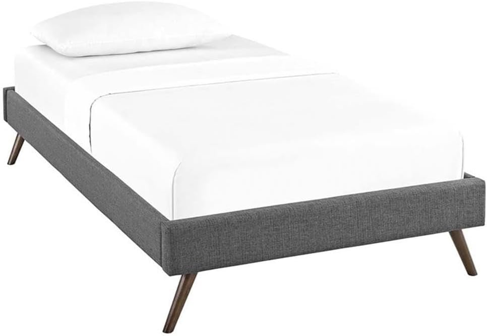 Pemberly Row Set of 2 Twin Bed Frame in Gray and Nightstand in Walnut/White