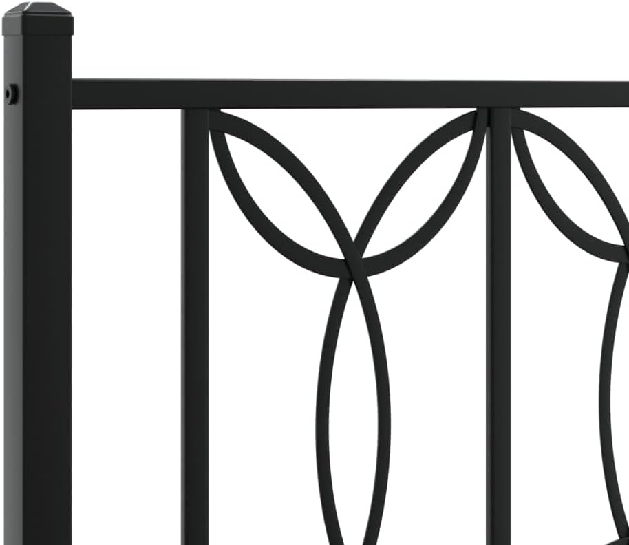 Metal Bed Frame with Headboard Black Steel Platform Base 39.4'x78.7' Queen/Twin Size Sturdy Bedframe for Bedroom Furniture Underbed Storage Space