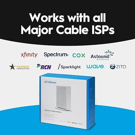 Hitron CODA56 Multi-Gigabit DOCSIS 3.1 Modem | 2.5 Gbps Max Internet Speeds | Certified with Xfinity, Charter Spectrum, Cox | 2.5 Gbps Ethernet Cable Modem ONLY | Requires Separate WiFi Router