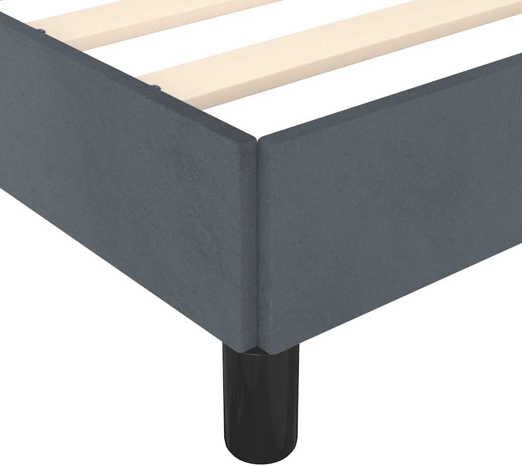 Full Upholstered Platform Bed Frame Dark Gray Velvet Modern Bedframe with Slatted Base No Box Spring Needed Sturdy Bedroom Furniture