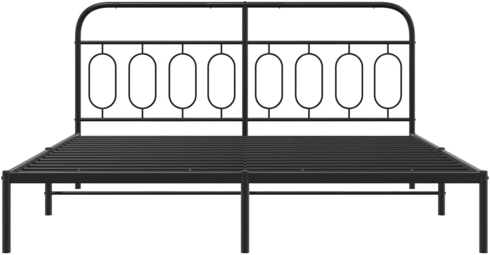Black Steel Full Bed Frame Rectangular Modern Design Heavy-Duty Construction with Ample Underbed Storage Space for Mattress Support and Airflow Ventilation
