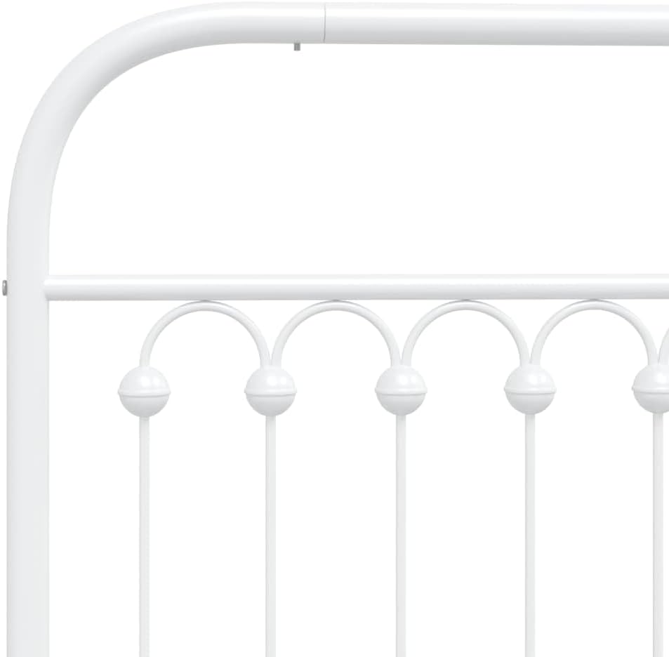 Steel Bed Frame with Headboard White Queen Size 59.1'x78.7' Platform Bed Frame Metal Slats Underbed Storage Space for Bedroom Furniture
