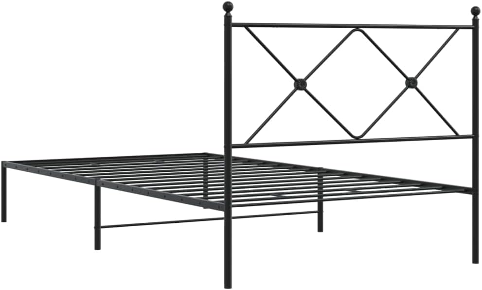 Heavy Duty Twin Bed Frame Black Powder-Coated Steel Platform Style with Underbed Storage Modern Rectangular Design for Bedroom Guest Room Solo Adults