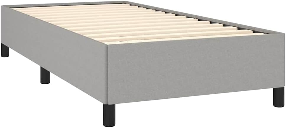 Twin XL Bed Frame Light Gray Polyester Upholstered Platform Bed with Sturdy Engineered Wood Construction for Modern Bedroom Furniture Adults and Teens