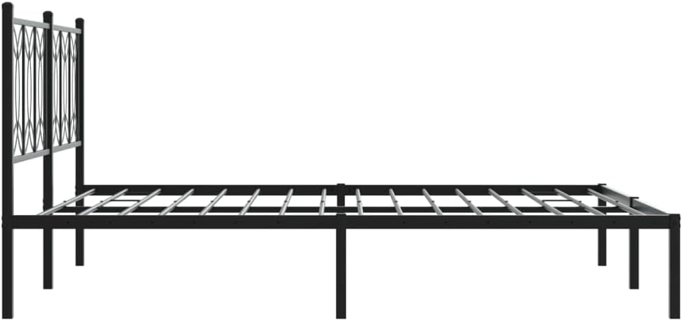 Queen Bed Frame with Headboard Steel Metal Platform Bed Base Black 59.1'x78.7' Underbed Storage Space Sturdy Durable Bedframe for Bedroom Furniture