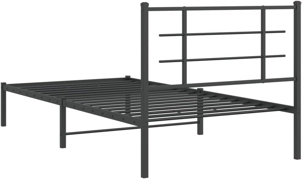 Metal Bed Frame with Headboard Black Queen Platform Bed Frame Steel Construction Underbed Storage for Bedroom Furniture