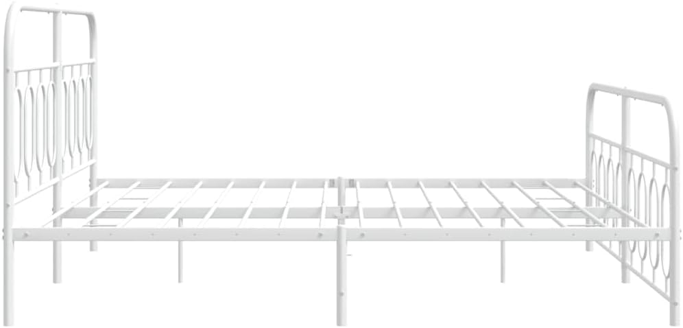 White Steel Full Bed Frame Rectangular Modern Design with Under Bed Storage and Breathable Material, Sturdy Metal Frame for Bedroom, Durable Support and Easy Assembly