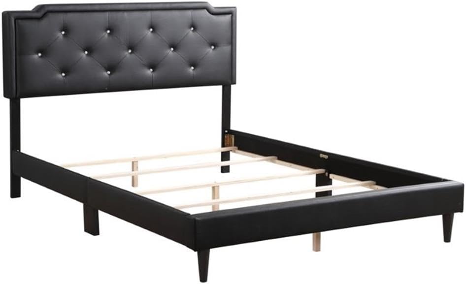 Glory Furniture Deb Velvet Upholstered Queen Bed in Black