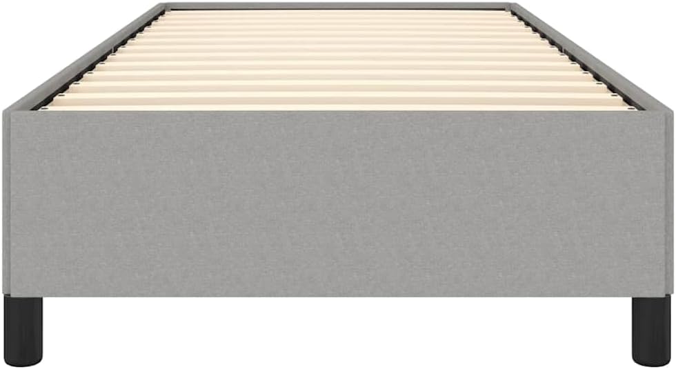 Twin XL Bed Frame Light Gray Polyester Upholstered Platform Bed with Sturdy Engineered Wood Construction for Modern Bedroom Furniture Adults and Teens
