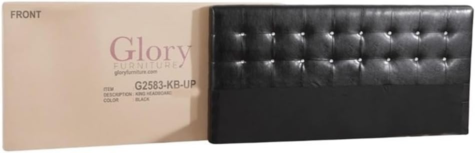 Glory Furniture Diamond Faux Leather Upholstered King Bed in Black