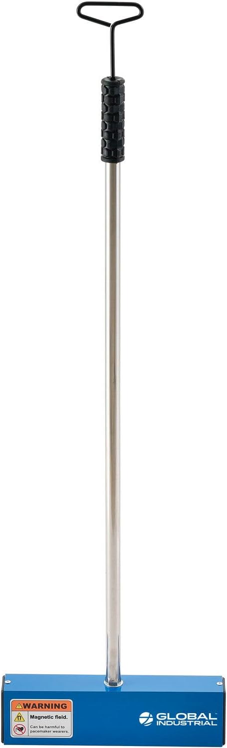 Global Industrial Magnetic Nail Sweeper With Load Release Handle, 11' Cleaning Width, 20 LBs Lifting Power, Easy-to-Use Medium-Duty Magnetic Sweeper, 36-7/8'H
