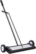 24' Magnetic Pick Up Sweeper, Heavy Duty Push-Type Magnetic Pick Up Sweeper with Quick Release Latch and Telescoping Holder for Picking Up Nails, Bolts, Iron Chips