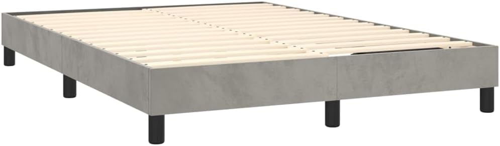 Full Size Upholstered Bed Frame Light Grey Velvet Platform with Storage, Modern Minimalist Bedframe for Bedroom Furniture