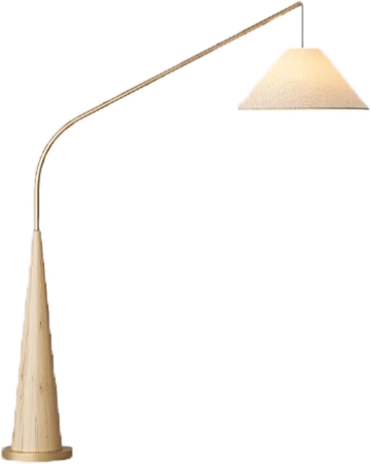 Mid Century Modern Arc Floor Lamp - Tall Standing Light with Fabric Shade for Living Room, Bedroom, Office - Stylish Arched Reading Light in Walnut Finish (Natural)