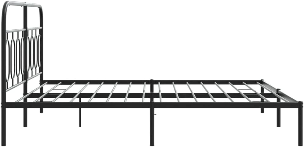 Black Steel Full Bed Frame Rectangular Modern Design with Heavy-Duty Construction and Ample Underbed Storage Space for Mattress Support and Airflow