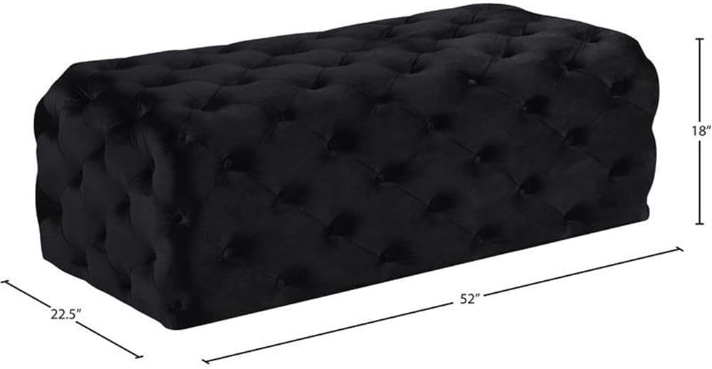 Home Square 2-Piece Set with Wing Back King Bed and Ottoman in Black