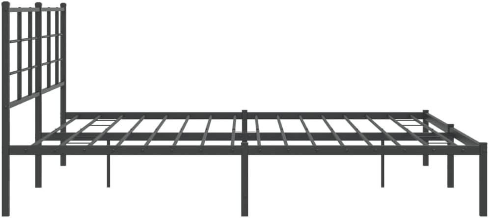 Black Powder-Coated Steel Double Bed Frame with Chic Headboard and Underbed Storage, 4-Piece Modern Bedroom Furniture Set for Enhanced Stability and Space Efficiency