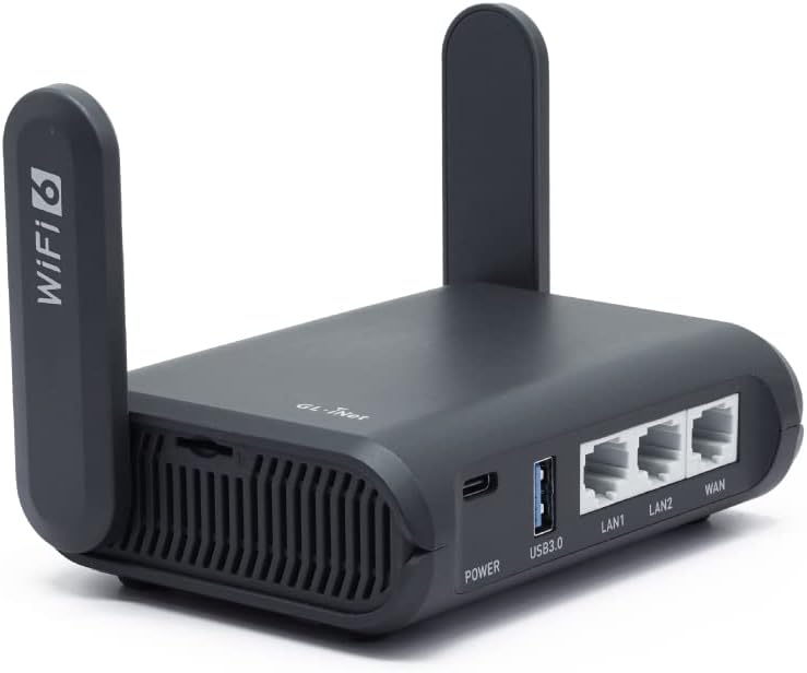 GL.iNet GL-AXT1800 (Slate AX) Pocket-Sized Wi-Fi 6 Gigabit Travel Router & Gadget Organizer Case (Blue)