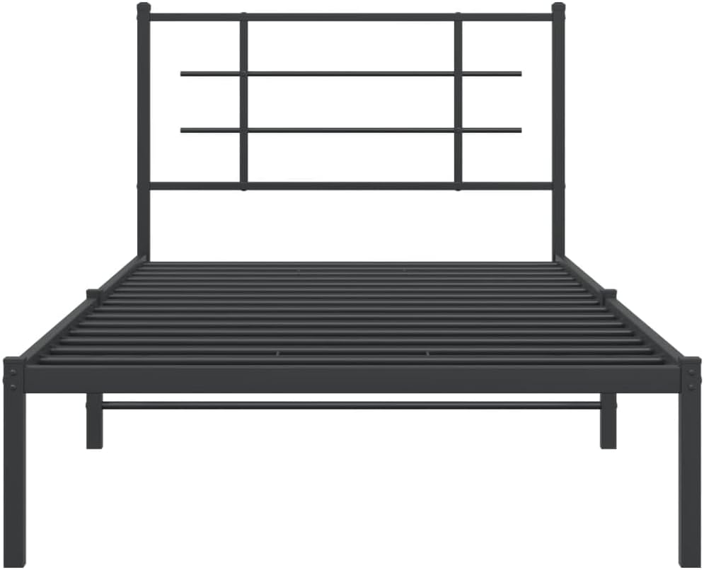 Metal Bed Frame with Headboard Black Queen Platform Bed Frame Steel Construction Underbed Storage for Bedroom Furniture