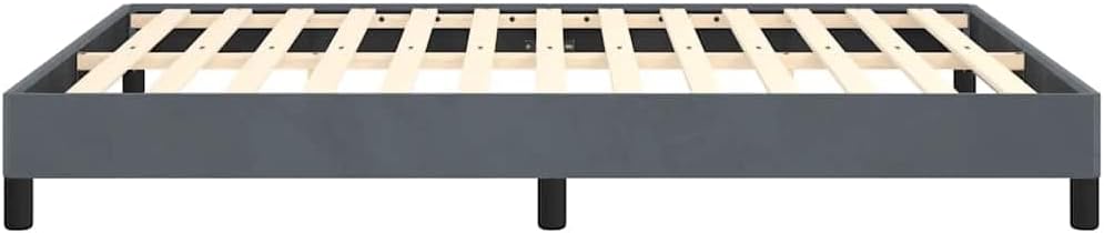 Full Upholstered Platform Bed Frame Dark Gray Velvet Modern Bedframe with Slatted Base No Box Spring Needed Sturdy Bedroom Furniture