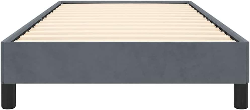 Dark Gray Velvet Twin XL Bed Frame with Plywood and Engineered Wood, Breathable Material and Matte Finish for Modern Bedroom, Rectangular Shape with Square Legs for Easy