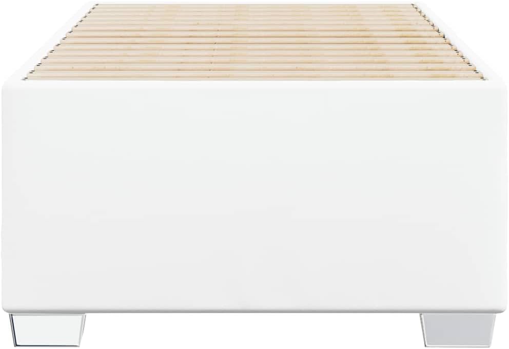 Twin XL Upholstered Bed Frame White Faux Leather Platform Bed with Slats Support Modern Bedroom Furniture