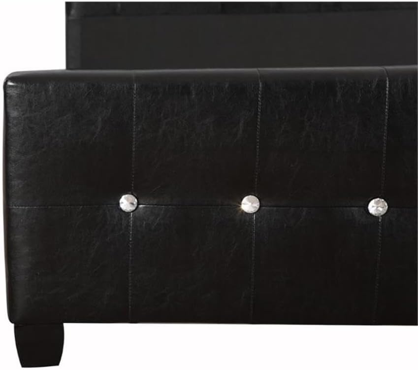 Glory Furniture Diamond Faux Leather Upholstered Queen Bed in Black