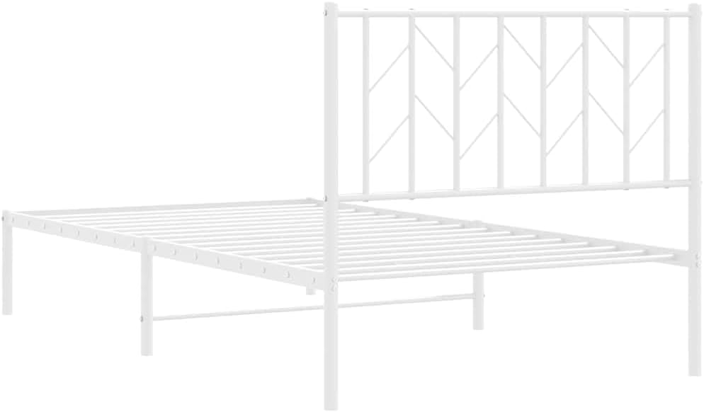 Metal Bed Frame with Headboard White Queen/Twin Size Platform Steel Frame Sturdy Support Underbed Storage Space for Bedroom Furniture