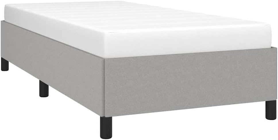 Twin XL Bed Frame Light Gray Polyester Upholstered Platform Bed with Sturdy Engineered Wood Construction for Modern Bedroom Furniture Adults and Teens