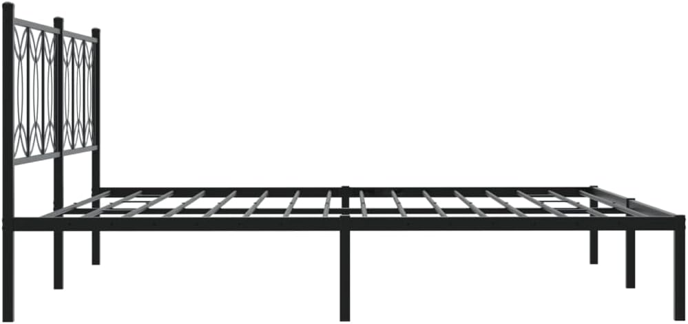 Metal Bed Frame with Headboard Black King Size 76'x79.9' Steel Platform Bed Frame Sturdy Durable Underbed Storage Space for Bedroom Furniture