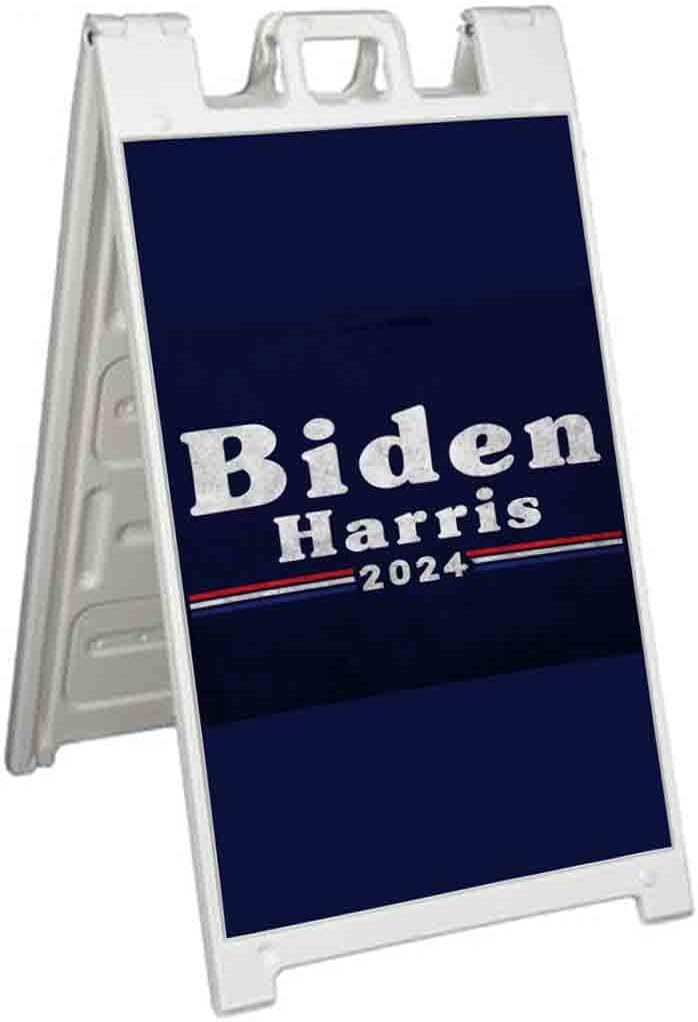 Biden Harris 2024 (24' X 36') Standard A-Frame Signicade, Includes Decal Applied to Stand | Election, Political, Democrat, Vote
