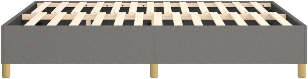 Full Upholstered Platform Bed Frame Dark Gray Fabric Modern Bedroom Furniture