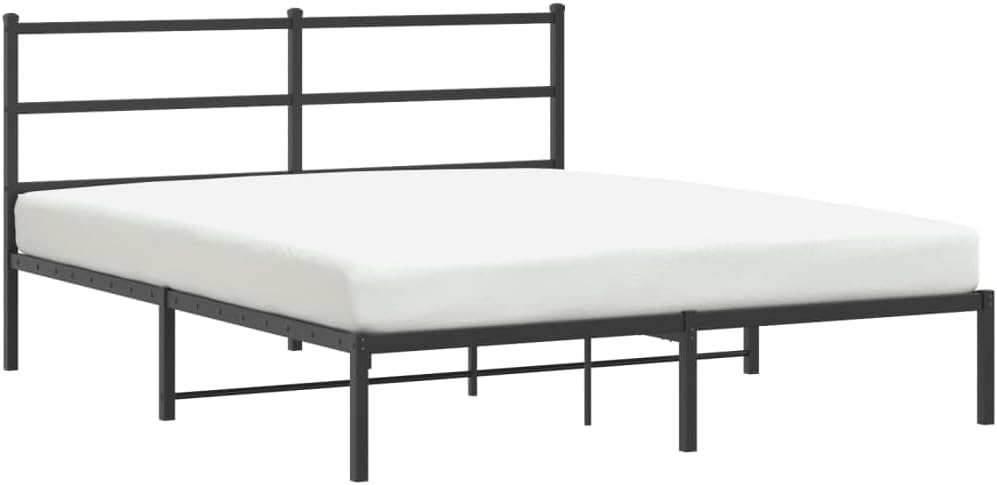 Metal Queen Bed Frame with Headboard Black 59.1'x78.7' Steel Platform Bed Frame Heavy Duty Bedframe with Underbed Storage Space for Bedroom Furniture