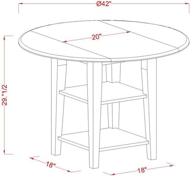 East West Furniture SUDO3-BCH-W 3 Piece Dining Set Contains a Round Dining Table with Dropleaf & Shelves and 2 Kitchen Chairs, 42x42 Inch, Black & Cherry