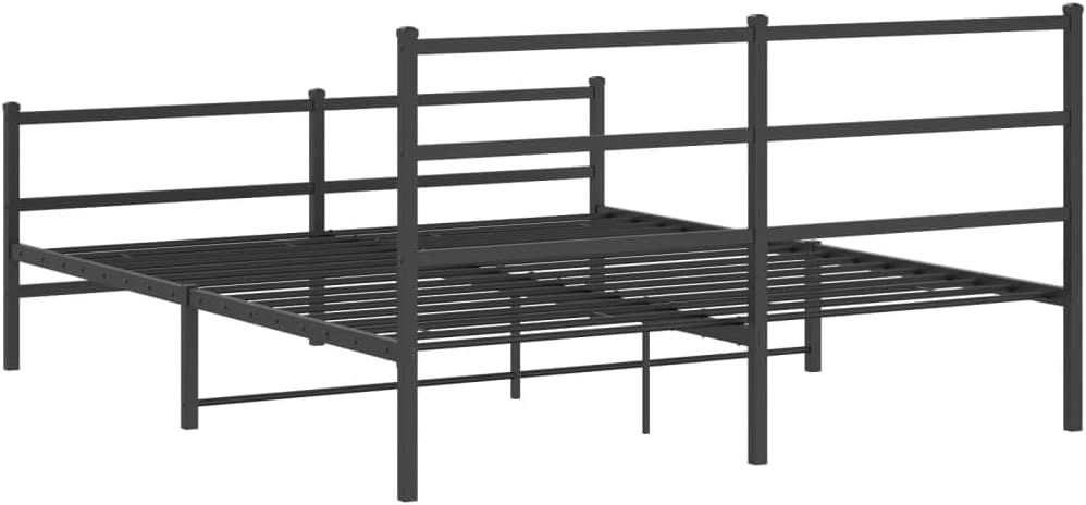 Metal Bed Frame with Footboard Black 59.1'x78.7' Steel Platform Bed Frame Heavy Duty Queen Twin Size Underbed Storage Space for Bedroom Furniture